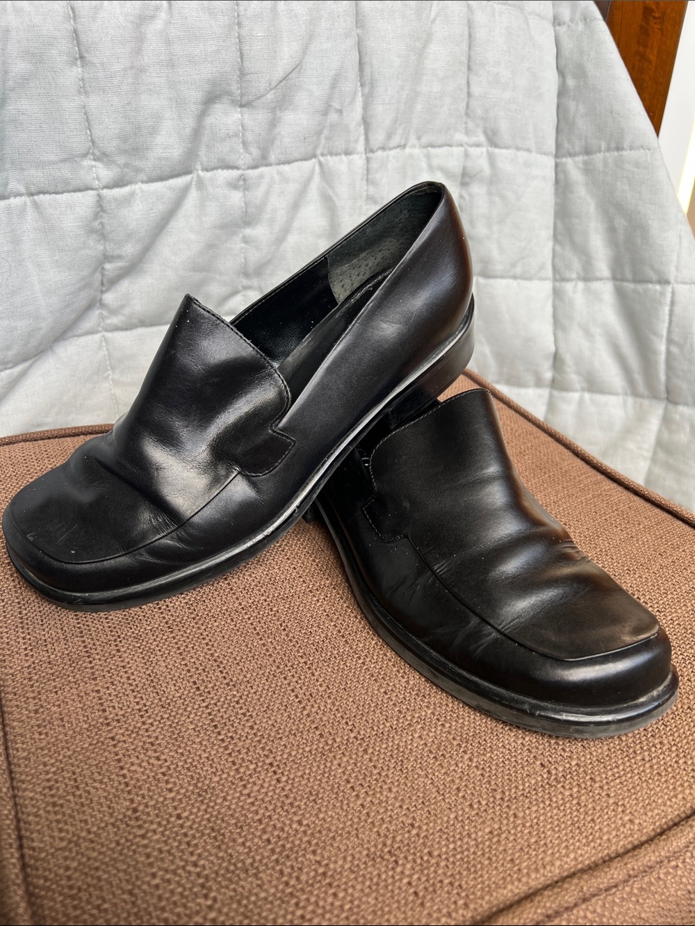Franco Sarto Ladies Black Leather Slip-On Loafers